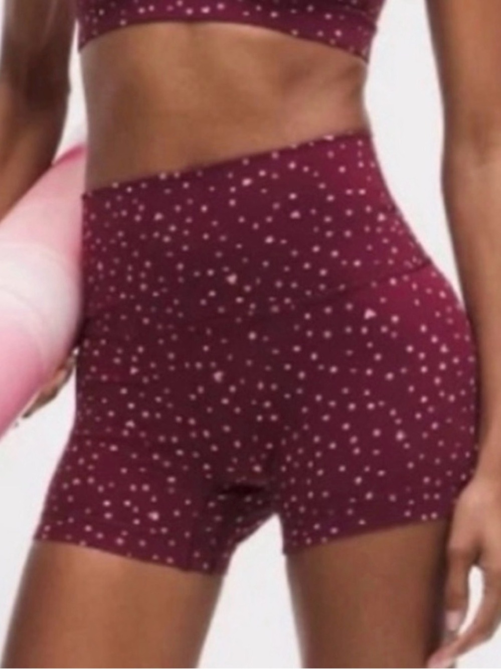 Lululemon Align No Line HR Short 4” Heart Scattered Dot Burgundy Bay Size 6